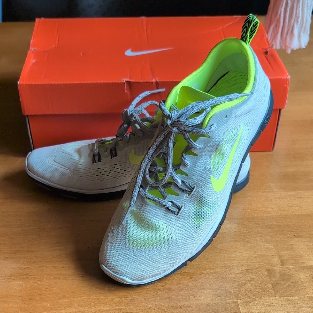 Nike Gray and Neon Yellow Athletic Shoes